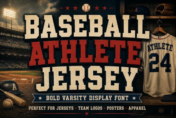 Baseball Athlete Jersey: A Vintage Varsity Display Font