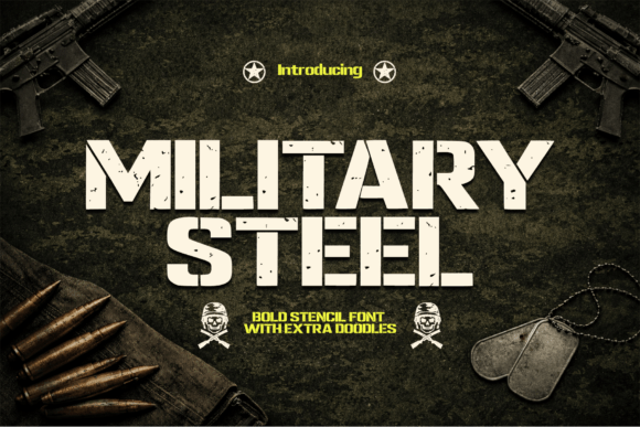Military Steel: A Bold Stencil Typeface for Impactful Branding