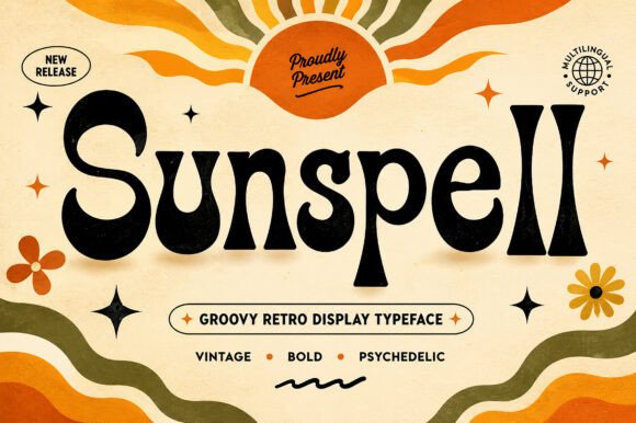 Sunspell Font: Retro Groovy Typeface for Handmade Product Design